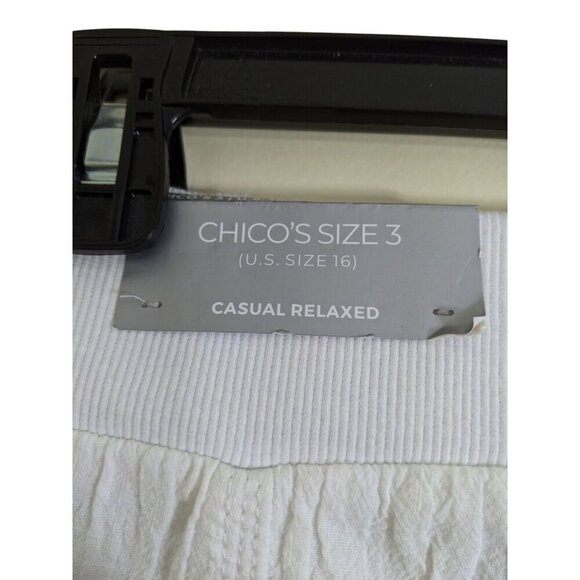 Chicos New Cargo Jogger Pants US Womens 16 Crinkle White Roll Tab Cotton Crop - Picture 6 of 9